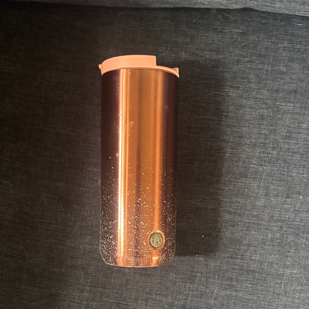 Sparkling Copper Tumbler with Pink Lid Starbucks Brand